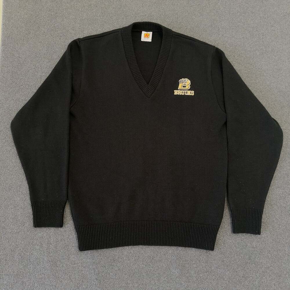 A+ by SAI Bruins Black V-Neck Long Sleeve Knit Sweater